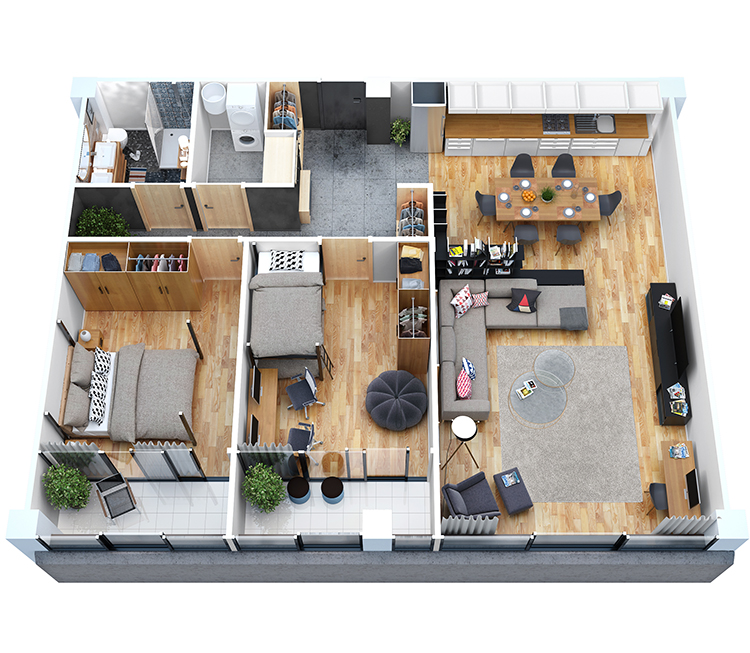 3D Apartment Plan/AEG Architects